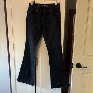 American Eagle Outfitters Dark Blue Flare Jeans - Women